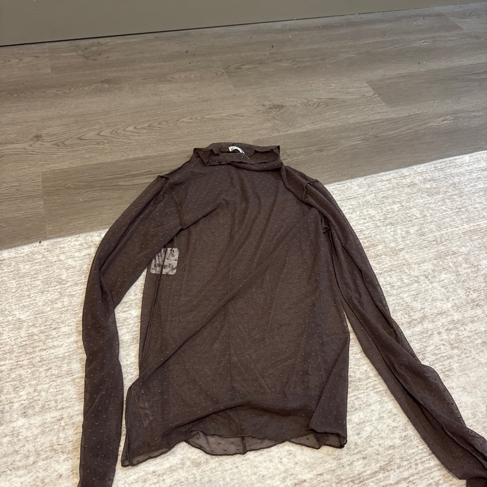 Free People Sheer Brown Blouse